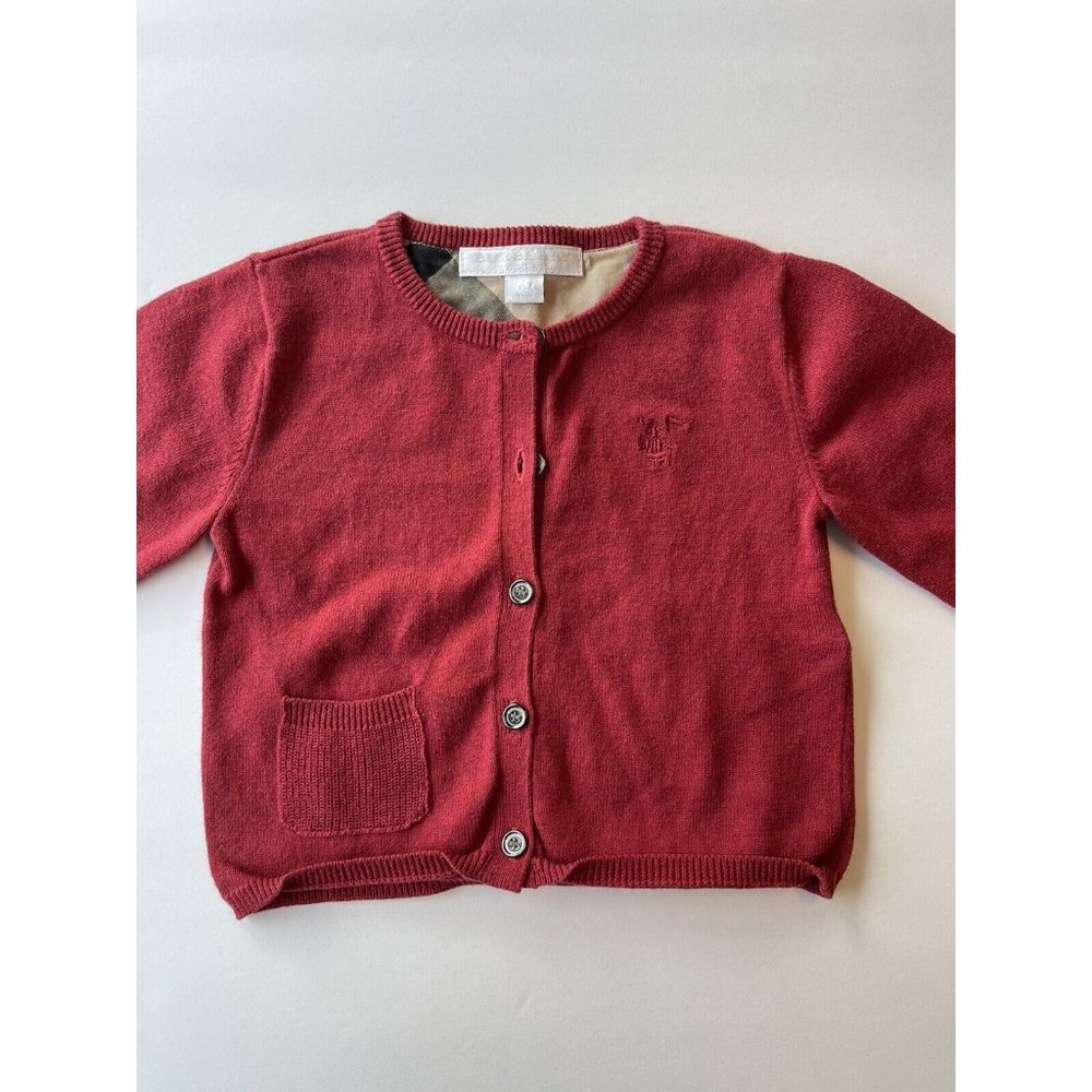 Girls BURBERRY Children Red Cardigan Sweater Size 12M 80CM GREAT CONDITION!